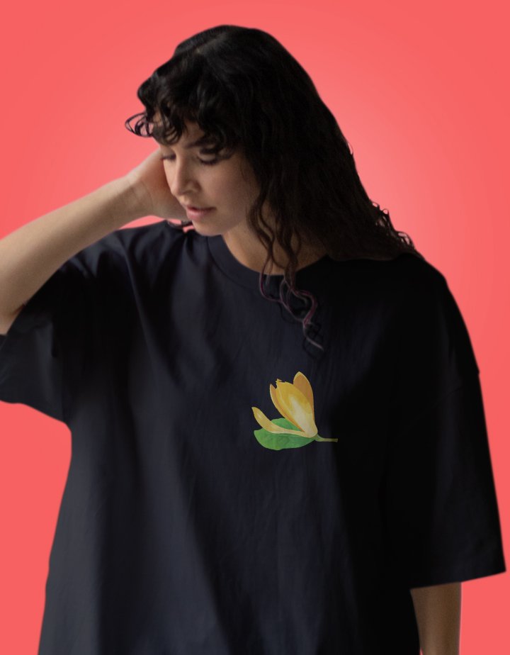 Sonchafa Graphic Printed Drop-Shoulder Sleeves Cotton Oversized T-Shirt