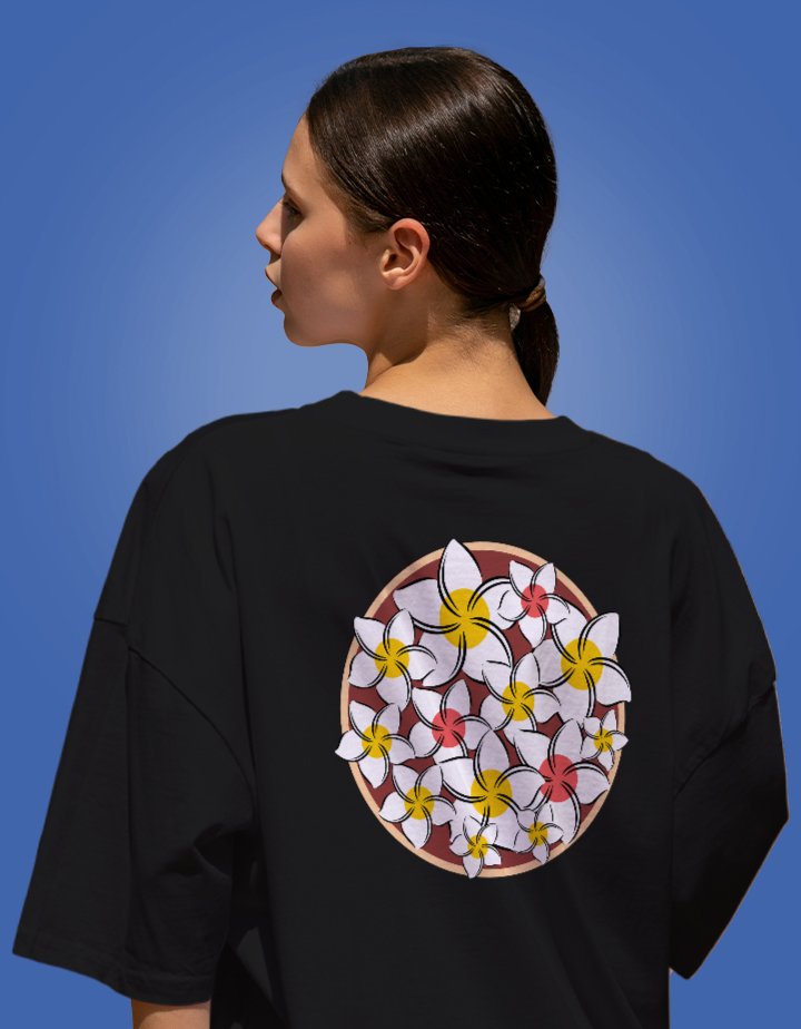 White Chafa Graphic Printed Drop-Shoulder Sleeves Cotton Oversized T-Shirt