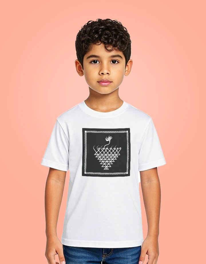 Saraswati Black Kids Graphic Printed Regular Fit Cotton T-Shirt